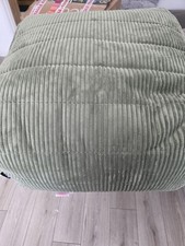 ICON Noa Bean Bag Footstool Sage Green Cord Pouffe Ottoman