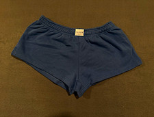 PARKE Women's Athletic Shorts S Blue Knit Cotton Elastic Waist Logo Pull-On