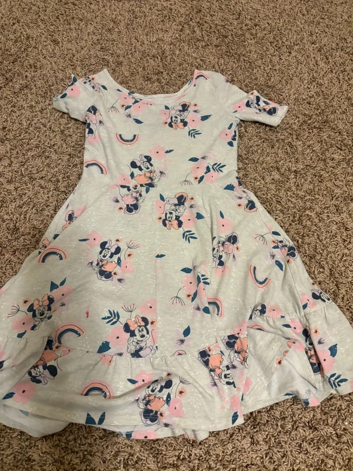 Vestido Disney Jumping Beans Minnie Mouse 8 Gris Falda Volantes Completa Mezcla de Algodón Foto 3 de 3