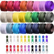 24 Colors Zipper Repair Kit, #5 Nylon Coil Sewing Zippers Sewing Supplies Zip...