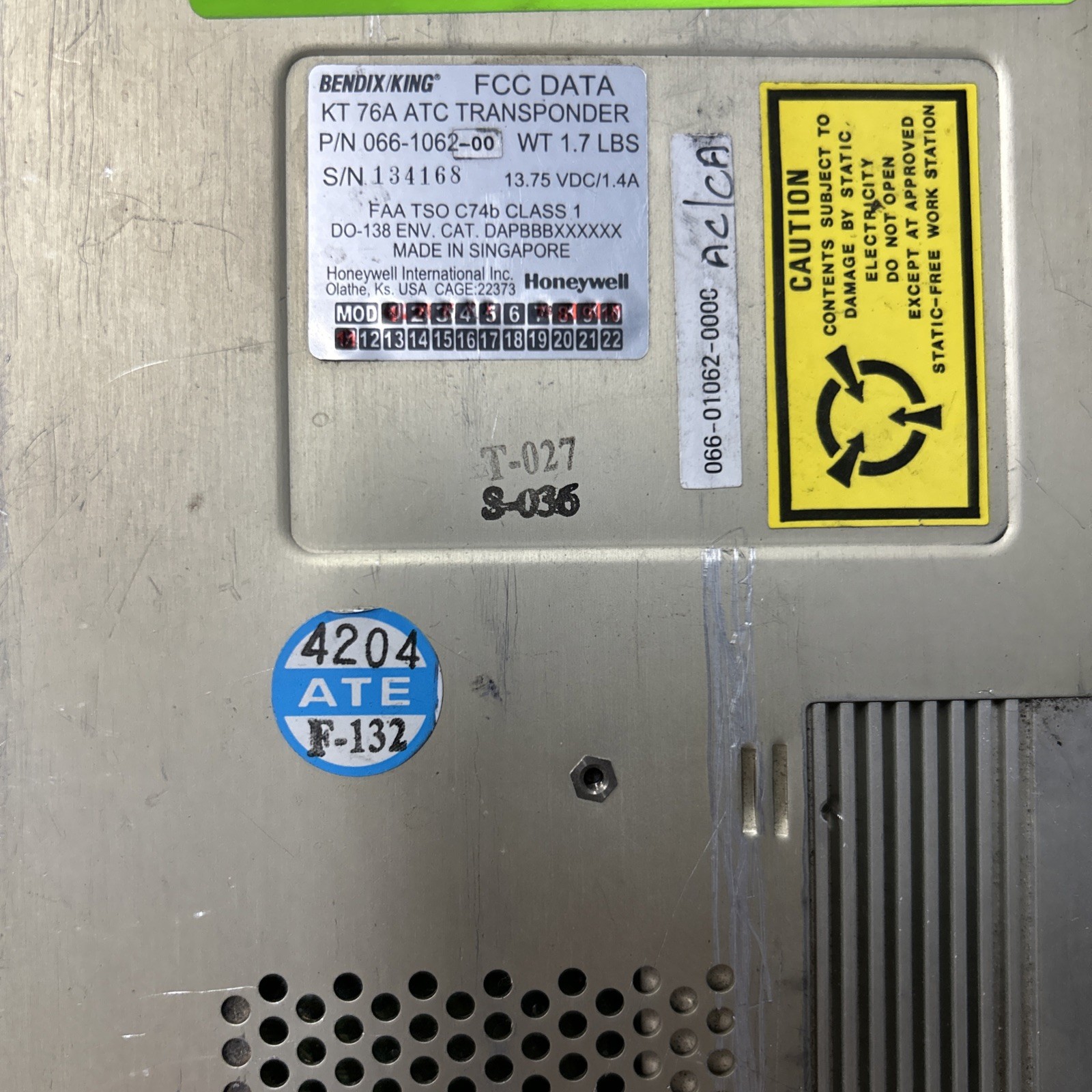 Bendix King KT 76A Transponder - 066-1062-00