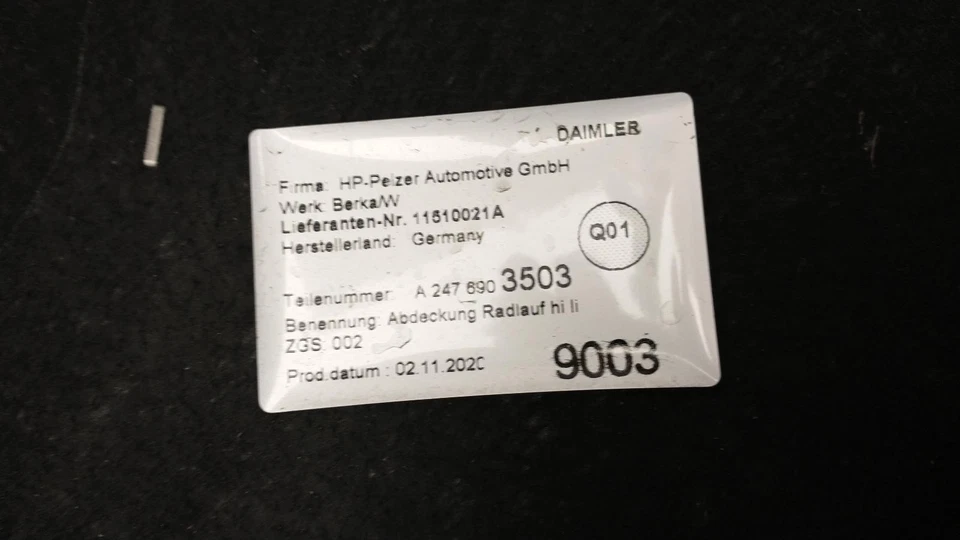 GLA CLASS WING LINER SPLASH GUARD 247 SeriesPART NUMBER A2476903503 - NSR (*) M - Image 3 of 4