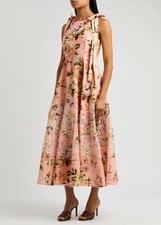 ZIMMERMANN Pale PinkMulticolor Acacia Floral Print Midi Dress AU 0/US 2