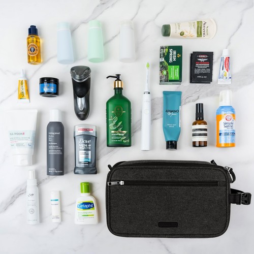 Toiletry Bag for Men, Canvas Travel Dopp Kit, Extra Large Water Resistant Hyg... - Picture 8 of 8