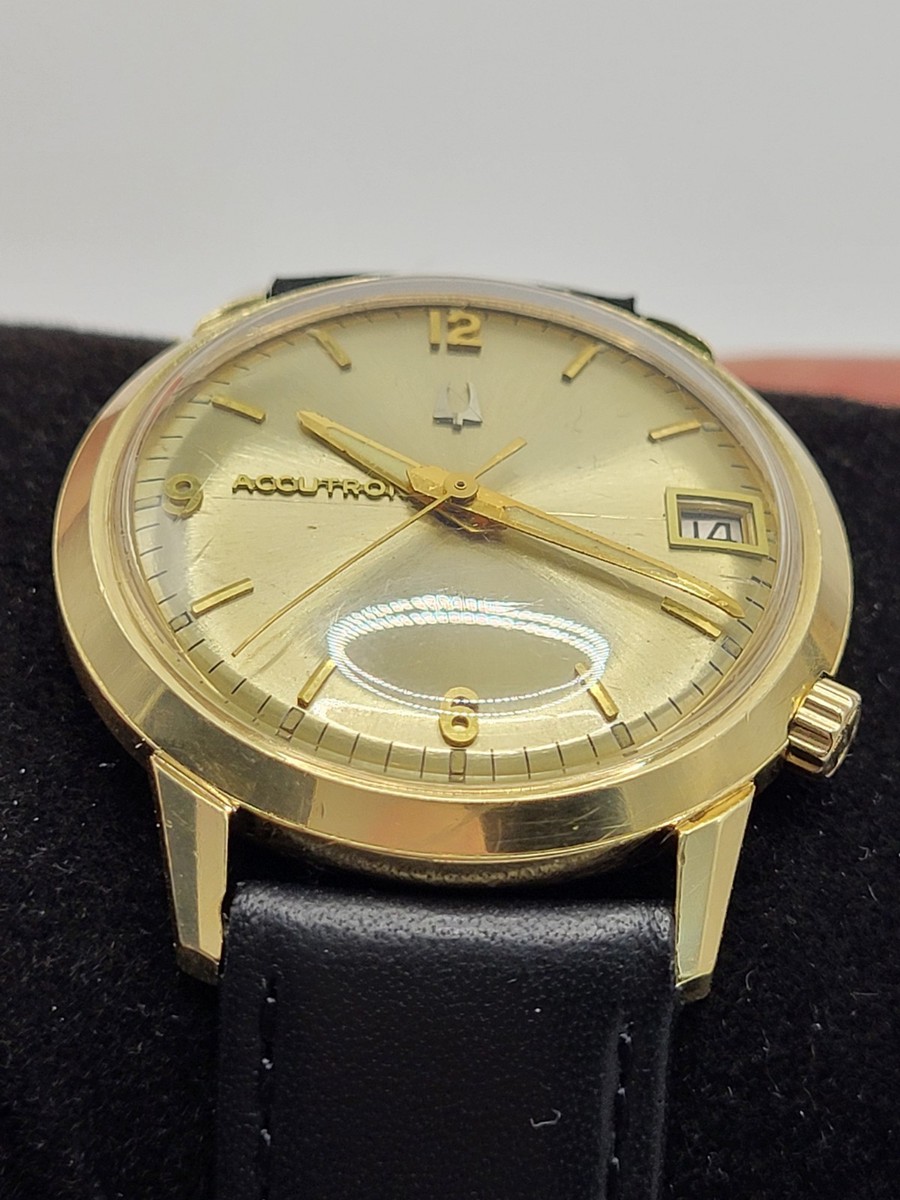 Cadran De Montre BULOVA ACCUTRON Doré, Plat Et Rond De 27.60 Mm - Pièce D'occasion Pour Restauration Ou Customisation De Montre