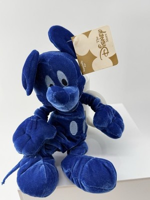 DISNEY Mickey Mouse velvet Blue Cobalt Bean Bag  Mouse Plush Toy Collectible 9''