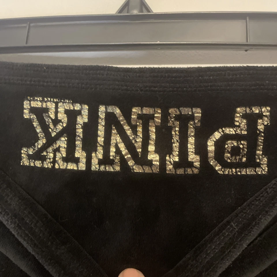 Victoria's Secret PINK Black Velour I LOVE TEXAS Active Pants Size XS - Image 3 of 4