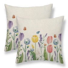 Spring Pillow Covers 18x18 Set of 2, Tulip 18" x Pack 2 ,