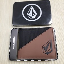 MENS VOLCOM BROWN/BLACK BIFOLD WALLET WITH TIN GIFT BOX