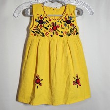 Toddler Girls Size 4T Yellow Embroidered Sleeveless Dress Fiesta Spanish Mexican