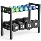 Dumbbell Rack 2-Tier 20 IN Length Adjustable Weight For 20IN（L）, black
