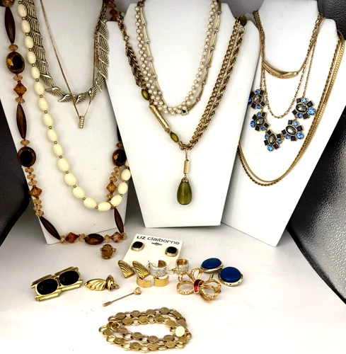 1.2 lbs. Vintage ALL Gold Tone Designer Costume Jewelry Lot ~Napier Monet SC LC
