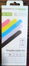 Pack 20 Reusable Cord Organizer Keeper Holder Fastening Cable Ties Straps Colors