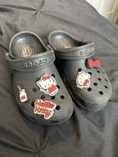 Kids Black Crocs With Hello Kitty Jibezt