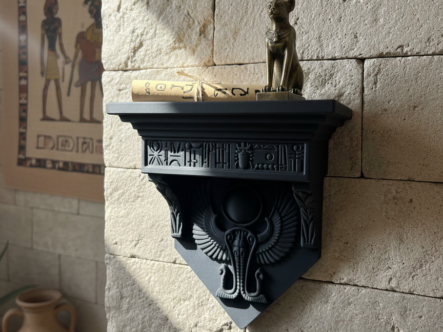 Étagère murale égyptienne Mythe Antique pour fixer solidement vos objets d'art fragiles