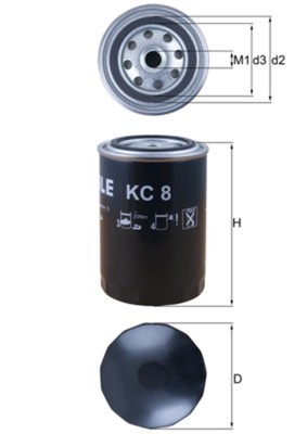 MAHLE Kraftstofffilter KC 8 Anschraubfilter 93,4mm M16x1,5 für MERCEDES ATEGO FM