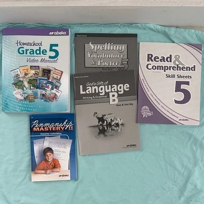 Abeka academy 5th grade video manual and language teacher key penmanship book