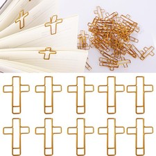 80 pcs Cross Paper Clips - Vintage Gold Small Holder