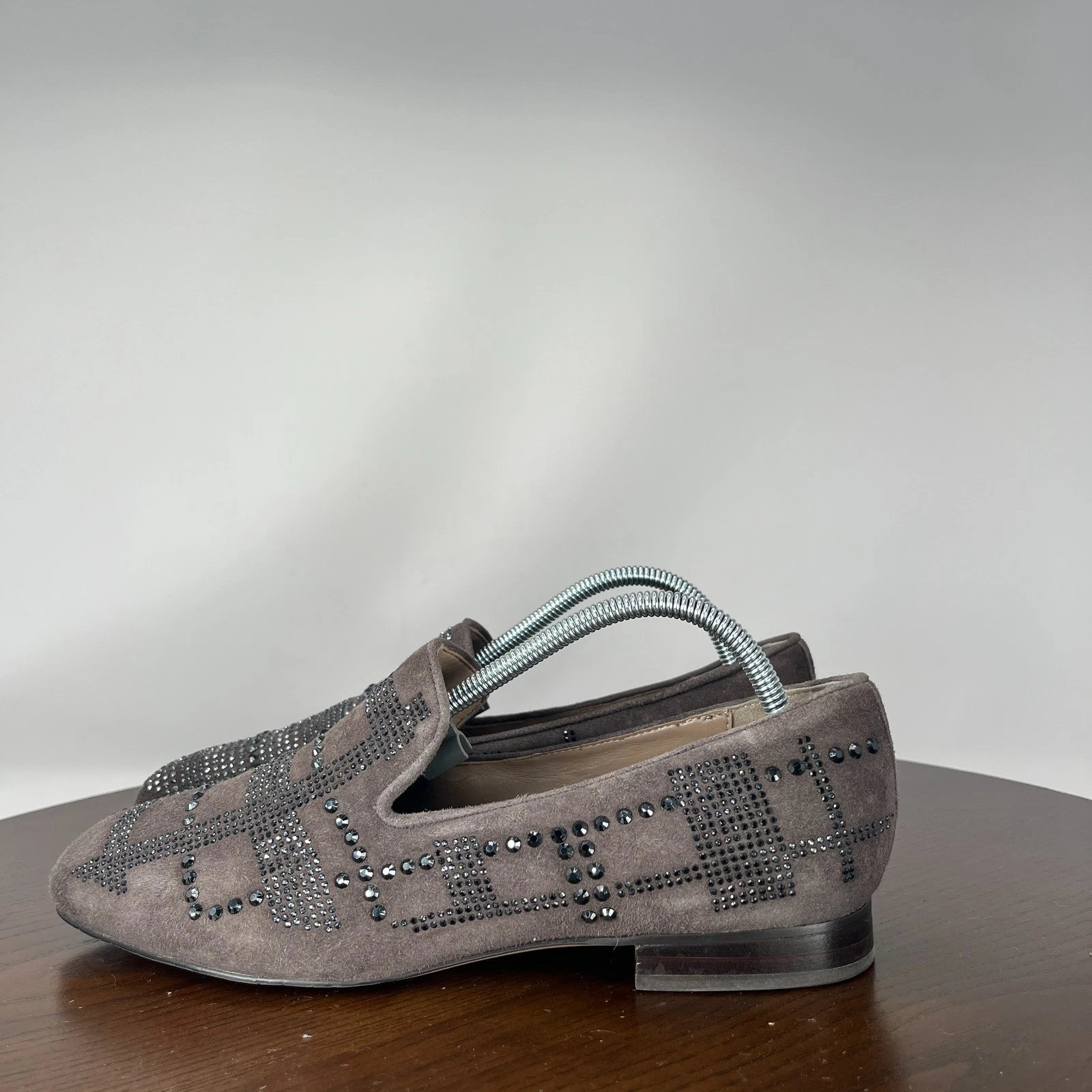 Donald Pliner Libbisp Loafer Shoes Women's 7.5M Brown Embellished Rhinestone