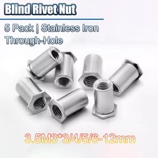 5x Stainless Iron Blind Rivet Nut 3.5M3*3-12mm Threaded Insert For Sheet Metal
