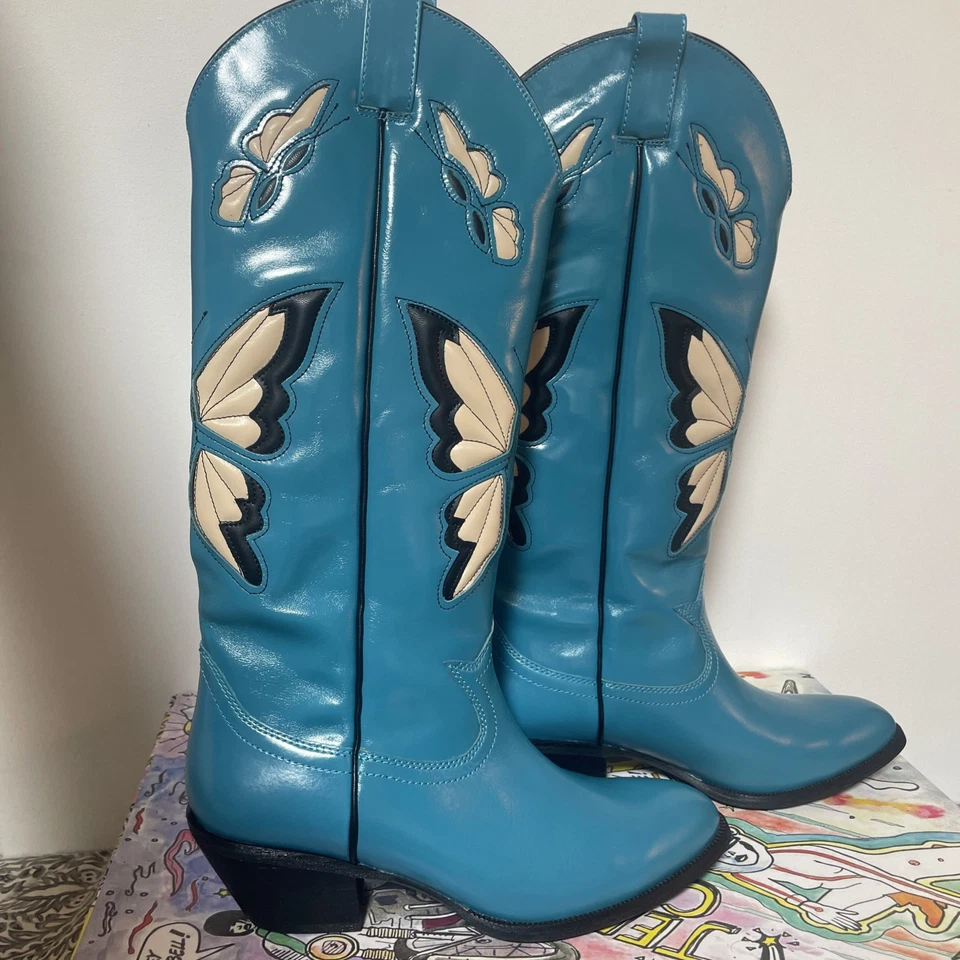 Jeffrey Campbell Mariposa Alto Western Azul Talla 8 Foto 3 de 4