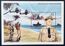 ANTIGUA & BARBUDA END WWII 50TH ANV STAMPS SS 1995 MNH NIMITZ WARSHIP AIRPLANE