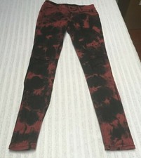 Blackheart Womens Size 0 Red & Black Acid Wash Skinny Jeans Distressed Stretch