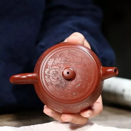 6.8oz Real Yixing Zisha Tea Pot Dahongpao Clay Marked Dragon Carved Jing Lan Pot - Picture 3 of 24