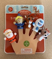 Rudolph the Red Nosed Reindeer Set 5 Finger Puppets Santa Hermey Bumble Clarice