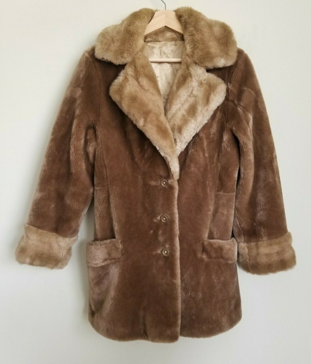 Russell Taylor Vintage Jacket Borgana Brown Faux Fur Collared
