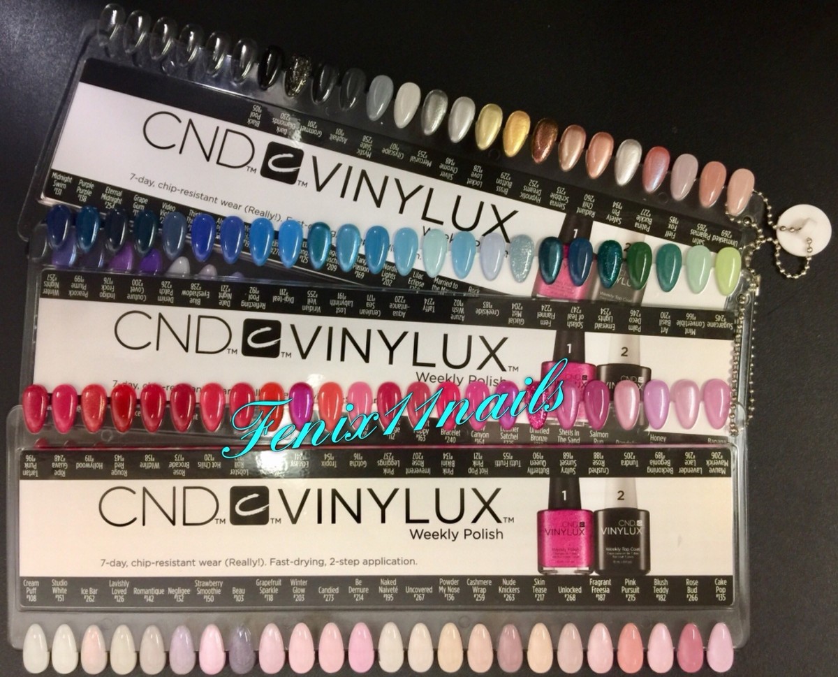 CND VINYLUX Salon NAIL TIP COLOR CHART PALETTE 3pc Set + Chain 138