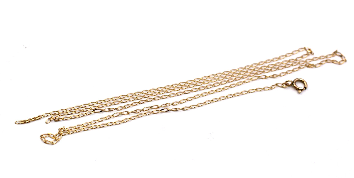 .375 9ct YELLOW GOLD 1MM Wide 18" Fine Curb Chain Necklace, 0.7g