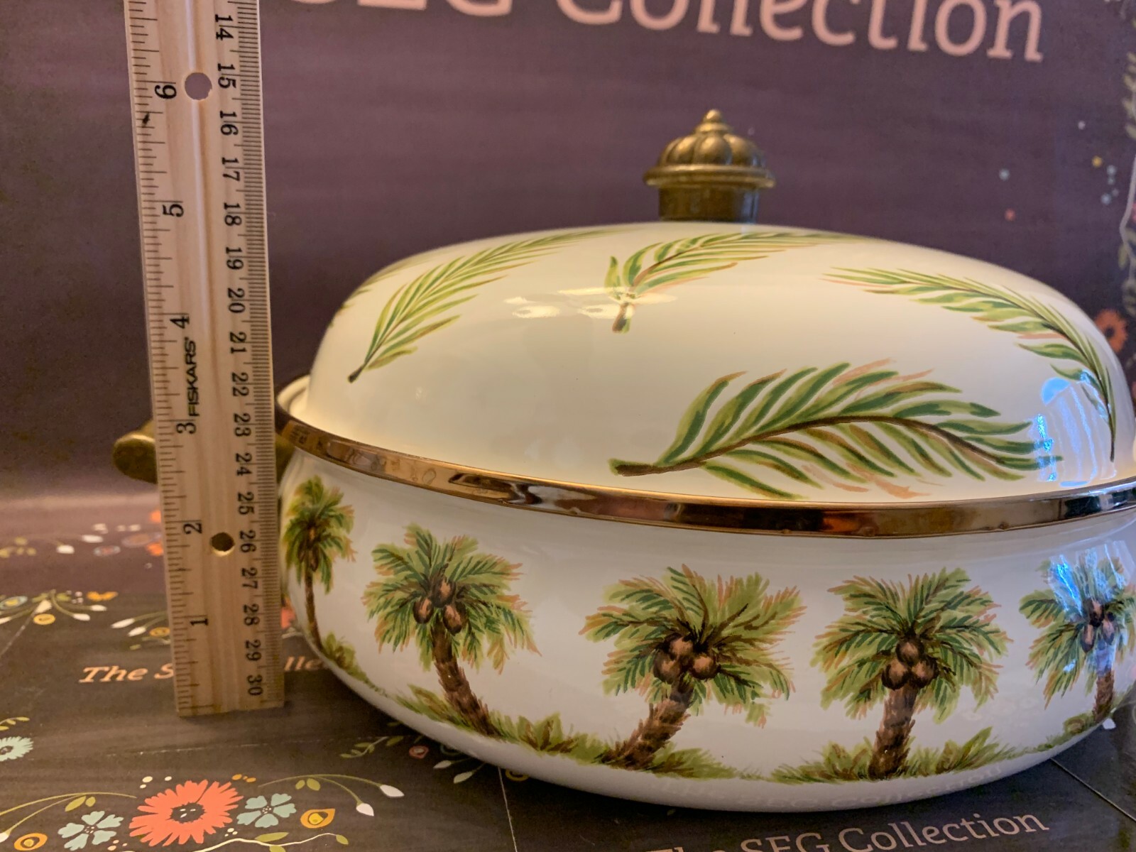 Enamelware Tabletops Unlimited 'Palm Grove' Trees Cookware Pot Pan w