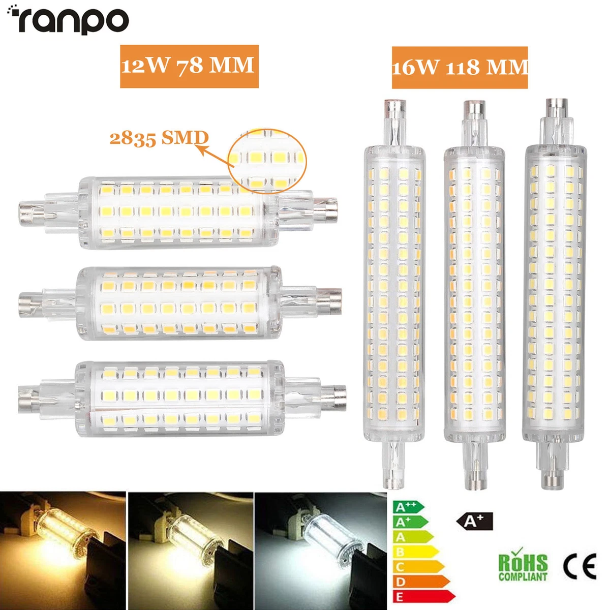 LED Flood Light R7S 78mm 118mm Bulb 12W 16W 2835 SMD Replacement Halogen  Lamps