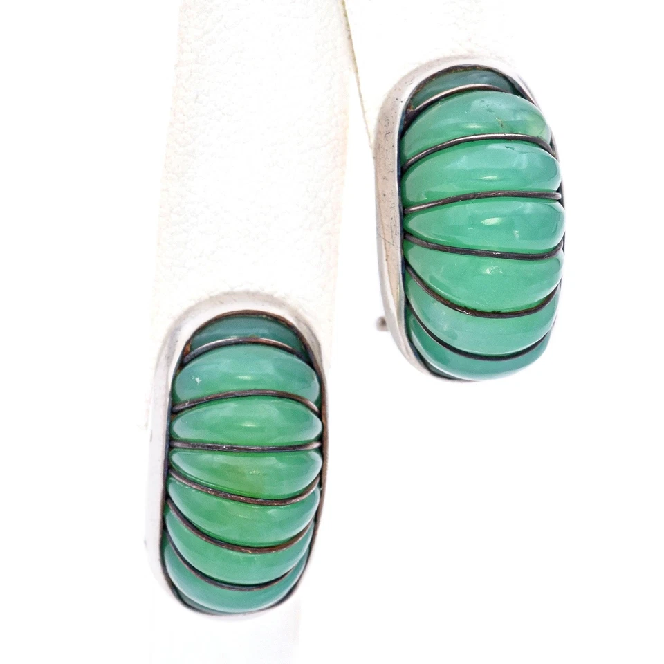 Juego de Pendientes Anillo Ranura Aventurina Plata Esterlina Cerro Blanco México De Colección Foto 4 de 4