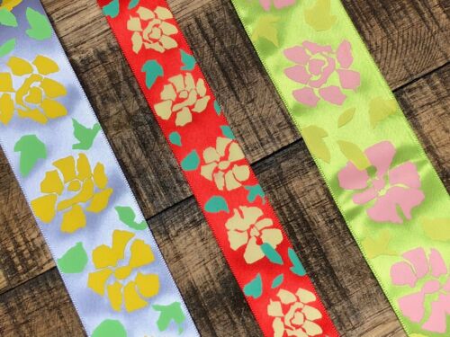laverslace Printed Floral Satin Polyester Ribbon Gift Wrapping 25mm/40mm  - Afbeelding 1 van 13