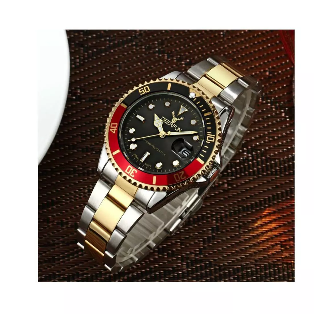 Genuine Deerfun Homage Watch Black Red Gold Silver Date Watches Top Quality UK