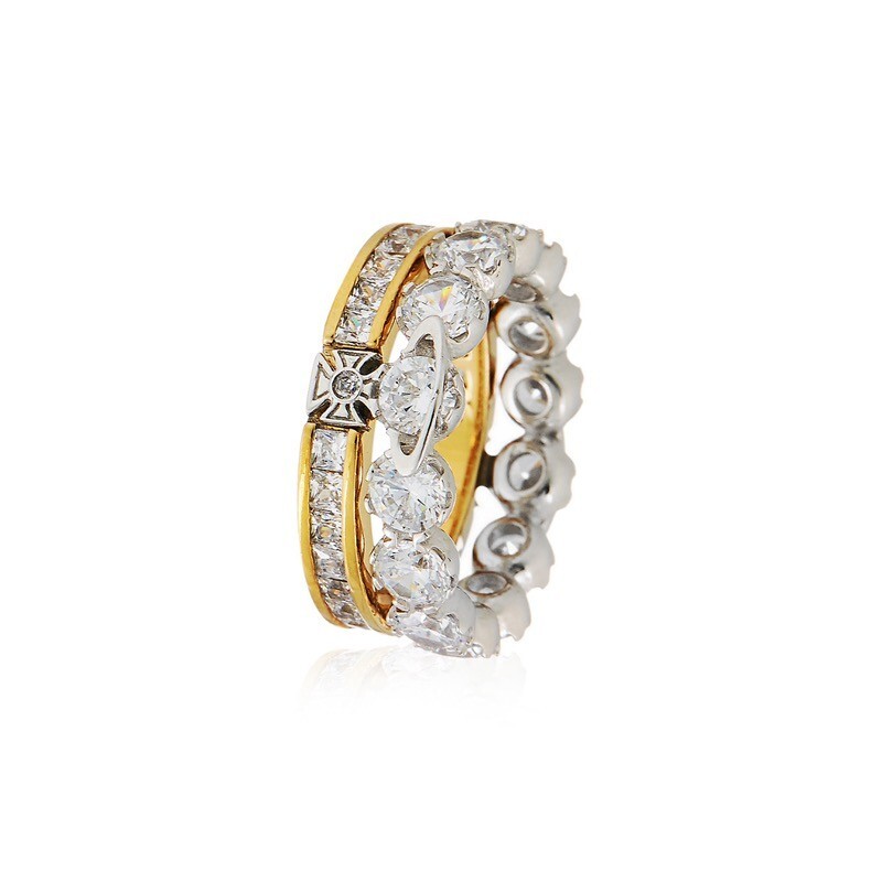 Vivienne Westwood Two Layer Becky Ring Sets Faux Diamond