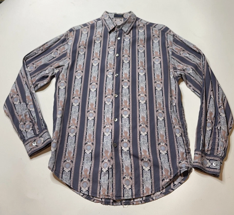 Camisa De Colección Byblos Informal Abotonada Barroca Para Hombre Talla Grande QUERUBINES Versace Foto 3 de 4