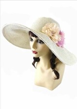 Ivory Flower Wide Brim Sun Hat, Beach Hat, Summer Hat, Sun Hat, Beautiful Hat,