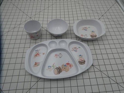 Vtg Noritake Melamine Ware Divided Child's Plate, Cup, Bowl, and Dish - Animals - Picture 7 of 7