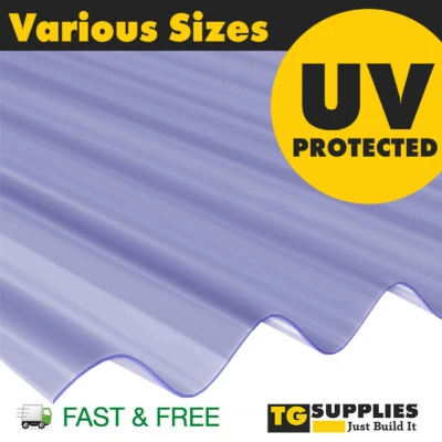 TG SUPPLIES High Impact Clear Corrugated PVC Roofing Sheets Plastic Sheets UV FREE SHIPPING