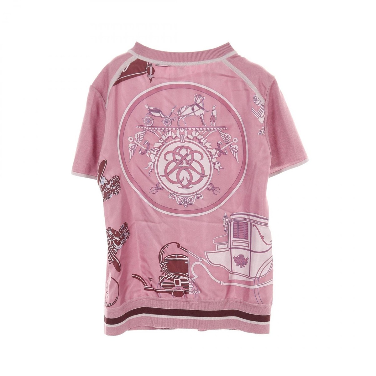 HERMES Twillaine ex-libris T-shirt #36 3E2800D7 silk