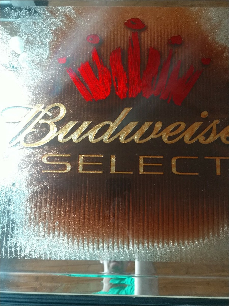 Budweiser Select Crown Red & Orange Beer Mirror Sign 2005 24.5
