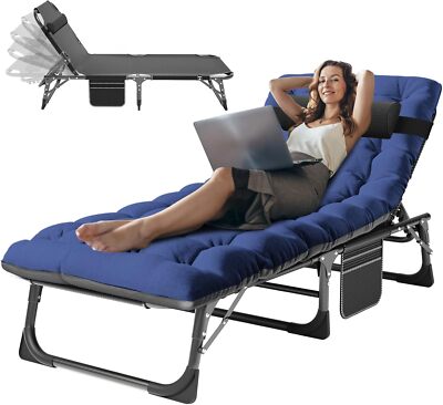Folded Camping Cots 4 Position Adjustable Folding Trike Bed w/Mattress As Gift