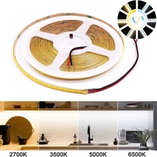 CCT Tunable COB LED Strip Light 608leds/m 2700k to 6500k Dimmable - 5mm 8mm 10mm
