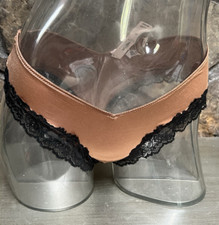 Victoria's Secret Satin  Lace High Leg Cheeky Panty BROWN Sz M NWT 18.95