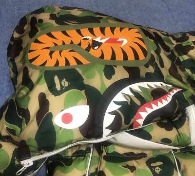 BAPE x Adidas ABC Camo Firebird Shark Puffer Jacket Size BAPE x Adidas ABC Camo Firebird Shark Puffer Jacket Size
