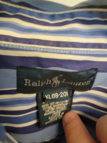 Ralph Lauren Button Down Shirt Mens XL Blue Striped Long Sleeve Classic Fit - Picture 2 of 5