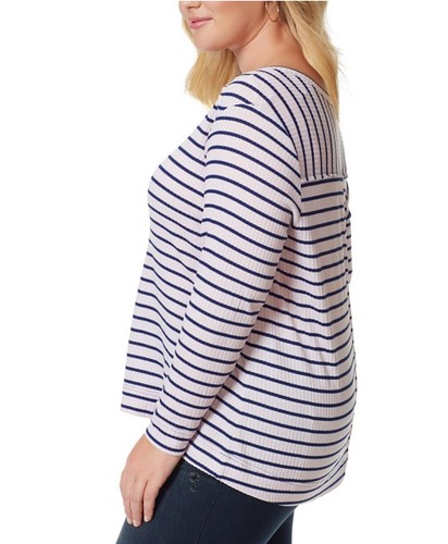 Jessica Simpson Women's Trendy Esma Striped Top Orchid Hush V-Neck Plus Size 3X - Picture 3 of 4